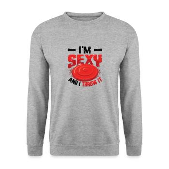 Ich Bin Sexy Und Werfe es - Unisex Pullover - Weißgrau meliert - Vorne - Alina (178cm) & Michal (187cm)