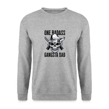 Badass Papa Gangsta Crâne Enfants Grand-père Enfants - Sweat-shirt Unisexe - gris chiné - Devant - Alina (178cm) & Michal (187cm)