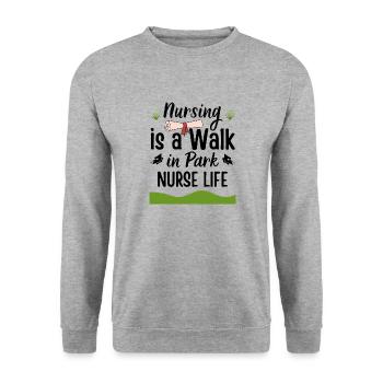 Nursing Is A Walk in Park nurse life for nurse - Sweat-shirt Unisexe - gris chiné - Devant - Alina (178cm) & Michal (187cm)