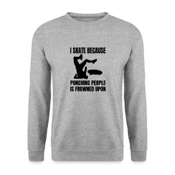 Skateboard Skating Skateboarding Skate Fan Skater - Unisex Sweatshirt - salt & pepper - Front - Alina (178cm) & Michal (187cm)