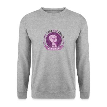 Son corps, son choix, les droits des femmes Pro Choice - Sweat-shirt Unisexe - gris chiné - Devant - Alina (178cm) & Michal (187cm)