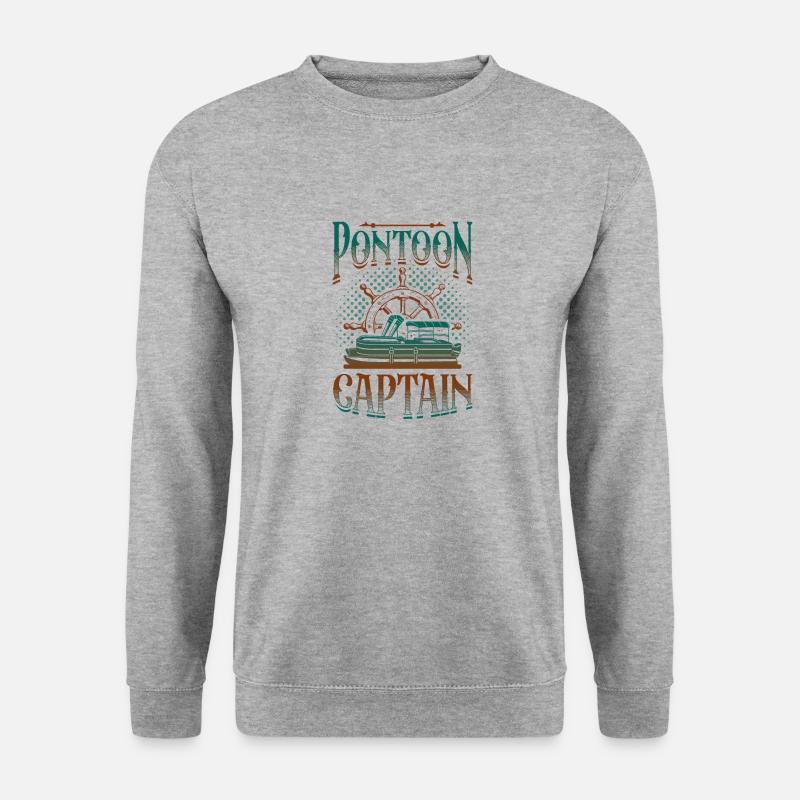 Pontonboot, Ponton Kapitän - Unisex Pullover - Weißgrau meliert