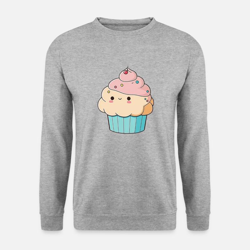 Cupcake Muffin Kuchen Süß Kawaii Niedlich Essen - Unisex Pullover - Weißgrau meliert
