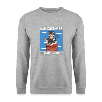 SCHLOTFEGER KAMINKEHRER BRANDVERHÜTER - Unisex Pullover - Weißgrau meliert - Vorne - Alina (178cm) & Michal (187cm)