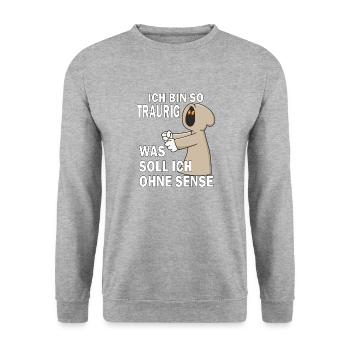 SENSENMANN OHNE SENSE - Unisex Pullover - Weißgrau meliert - Vorne - Alina (178cm) & Michal (187cm)