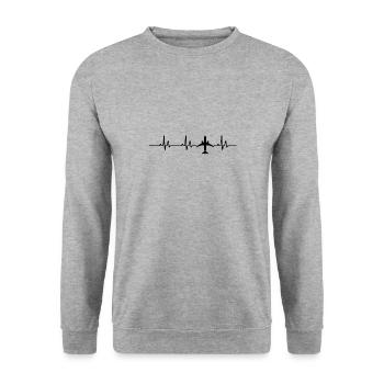 Pilot Airplane Heartbeat - Unisex Sweatshirt - salt & pepper - Front - Alina (178cm) & Michal (187cm)