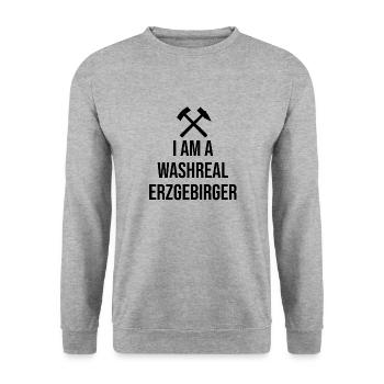 Ich bin ein Waschechter Erzgebirger - Unisex Pullover - Weißgrau meliert - Vorne - Alina (178cm) & Michal (187cm)