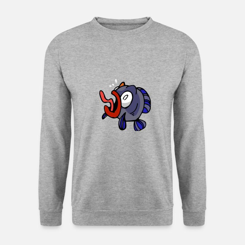 Fish Fischangler Geschenkidee Meer - Unisex Pullover - Weißgrau meliert