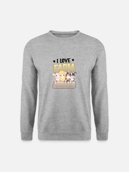 Ich Liebe Bauernhoftiere, Kinderbauernhof - Unisex Pullover - Weißgrau meliert