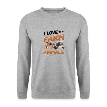 J’aime les animaux de la ferme, la ferme des enfants - Sweat-shirt Unisexe - gris chiné - Devant - Alina (178cm) & Michal (187cm)