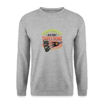 La chance est un trio proche, fléchettes - Sweat-shirt Unisexe - gris chiné - Devant - Alina (178cm) & Michal (187cm)