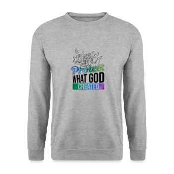 Dieu : Création, Bible, foi, récifs coralliens, - Sweat-shirt Unisexe - gris chiné - Devant - Alina (178cm) & Michal (187cm)