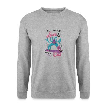 All I need is love and yoga - Unisex Sweatshirt - salt & pepper - Front - Alina (178cm) & Michal (187cm)