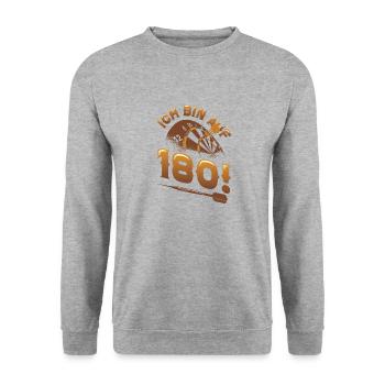 Ich Bin Auf 180, Dartspieler - Unisex Pullover - Weißgrau meliert - Vorne - Alina (178cm) & Michal (187cm)