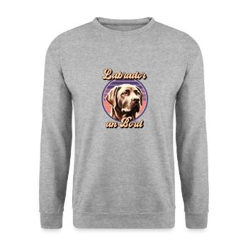 Labrador an bord Retro sunset - Unisex Pullover - Weißgrau meliert - Vorne - Alina (178cm) & Michal (187cm)