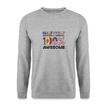Born Moldovan Moldova American USA Citizenship - Unisex Sweatshirt - salt & pepper - Front - Alina (178cm) & Michal (187cm)