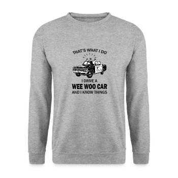 Police Officer I Drive A Wee Woo Car - Unisex Sweatshirt - salt & pepper - Front - Alina (178cm) & Michal (187cm)