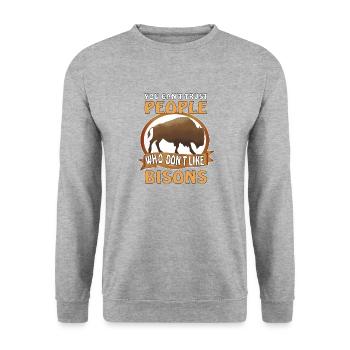 You can't trust people who don't like Bisons - Unisex Sweatshirt - salt & pepper - Front - Alina (178cm) & Michal (187cm)