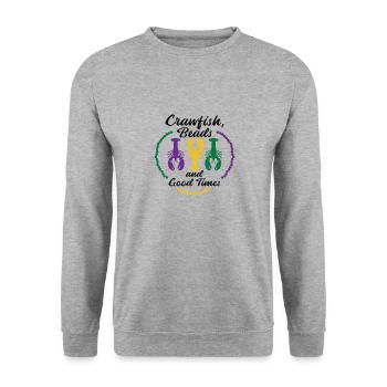 Mardi Gras Beads Carnival Crawfish Party Drinking - Unisex Sweatshirt - salt & pepper - Front - Alina (178cm) & Michal (187cm)