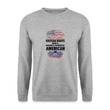 Born Haitian Haiti American USA Citizenship - Unisex Sweatshirt - salt & pepper - Front - Alina (178cm) & Michal (187cm)