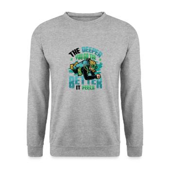 Tiefseetaucher, Gerätetauchen - Unisex Pullover - Weißgrau meliert - Vorne - Alina (178cm) & Michal (187cm)