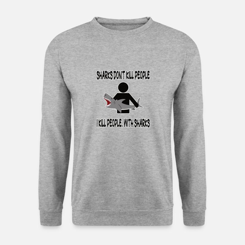 Haie töten keine Menschen - Unisex Pullover - Weißgrau meliert
