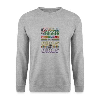 Des problèmes plus graves que les filles qui embrassent des filles - Sweat-shirt Unisexe - gris chiné - Devant - Alina (178cm) & Michal (187cm)
