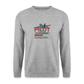 Pilot in progress, please wait, aircraft training - Unisex Sweatshirt - salt & pepper - Front - Alina (178cm) & Michal (187cm)
