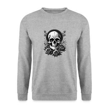 Skull in Bloom: Gothic Rose - Unisex Sweatshirt - salt & pepper - Front - Alina (178cm) & Michal (187cm)