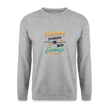 Flying instead of feeling, travel-addicted flyer - Unisex Sweatshirt - salt & pepper - Front - Alina (178cm) & Michal (187cm)