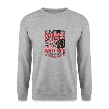 Play Cards of Spades - Unisex Sweatshirt - salt & pepper - Front - Alina (178cm) & Michal (187cm)