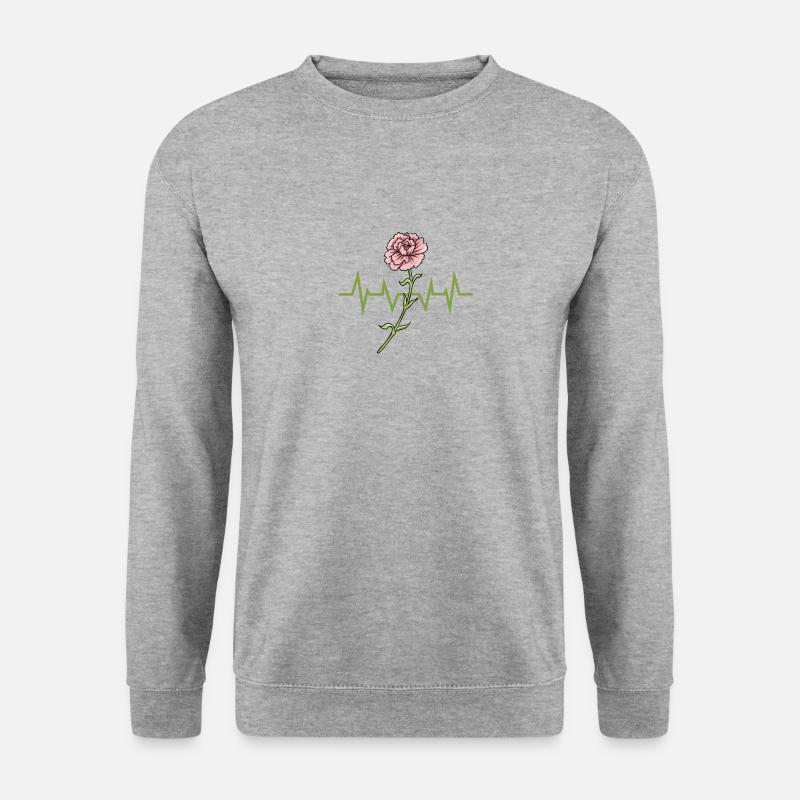 Blumen Nelke Herzschlag - Unisex Pullover - Weißgrau meliert