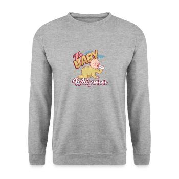 La chuchotrice, nounou, assistante maternelle, baby-sitter - Sweat-shirt Unisexe - gris chiné - Devant - Alina (178cm) & Michal (187cm)