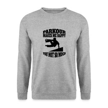 Parkour Läufer Geschenk Extremsport Parkourläufer - Unisex Pullover - Weißgrau meliert - Vorne - Alina (178cm) & Michal (187cm)