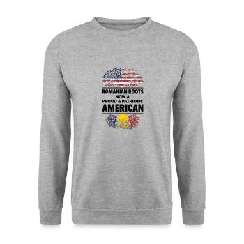 geboren rumänisch Rumänien amerikanisch USA - Unisex Pullover - Weißgrau meliert - Vorne - Alina (178cm) & Michal (187cm)