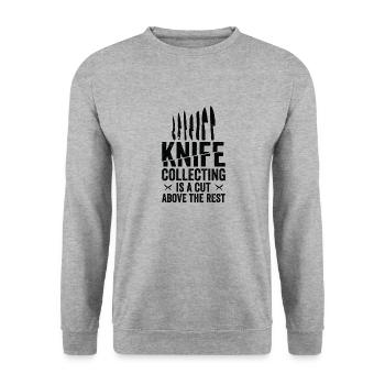 Messersammler Messer Sammeln - Unisex Pullover - Weißgrau meliert - Vorne - Alina (178cm) & Michal (187cm)