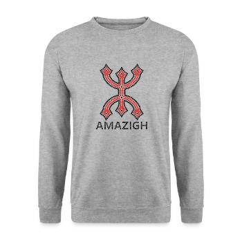 AMAZIGH ZYMBOLE BERBERE Z IMAZIGHEN BIJOU KABYLE - Sweat-shirt Unisexe - gris chiné - Devant - Alina (178cm) & Michal (187cm)