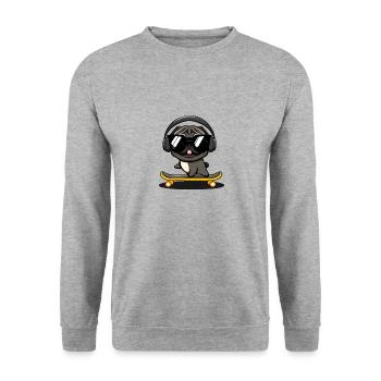 Concevoir avec un chien carlin basé sur un - Sweat-shirt Unisexe - gris chiné - Devant - Alina (178cm) & Michal (187cm)