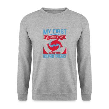 LE PREMIER À SOCIETY IN LIFE A ÉTÉ LE DOLPHINS PROJECT - Sweat-shirt Unisexe - gris chiné - Devant - Alina (178cm) & Michal (187cm)