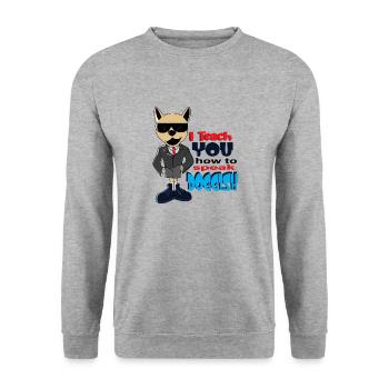Professioneller Hundetrainer mit ironischem Zitat - Unisex Pullover - Weißgrau meliert - Vorne - Alina (178cm) & Michal (187cm)