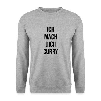Ich mach dich Curry - Unisex Pullover - Weißgrau meliert - Vorne - Alina (178cm) & Michal (187cm)
