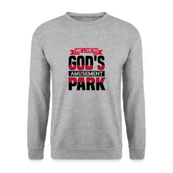 WIR LIEGEN IN GOTTES VERGNÜGUNGSPARK - Unisex Pullover - Weißgrau meliert - Vorne - Alina (178cm) & Michal (187cm)