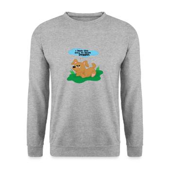 Speak Doggish, ironisches Sprichwort, süßes - Unisex Pullover - Weißgrau meliert - Vorne - Alina (178cm) & Michal (187cm)
