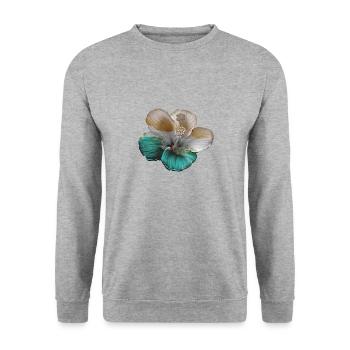 Fleur d’hibiscus Jardin frais Amoureux de la nature Humour - Sweat-shirt Unisexe - gris chiné - Devant - Alina (178cm) & Michal (187cm)