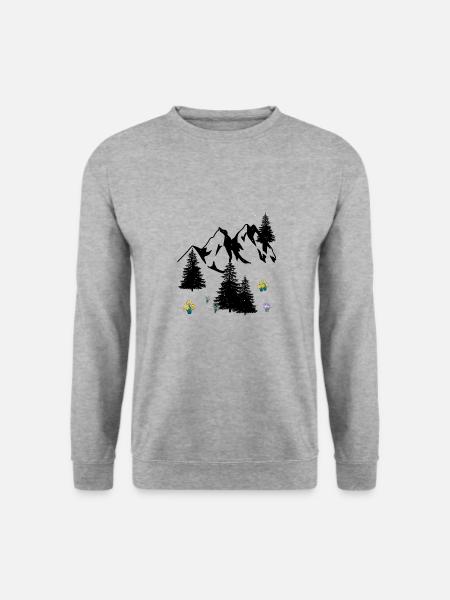 Gebirge Alpen Schnee Frühling Blumen Flora Berge - Unisex Pullover - Weißgrau meliert