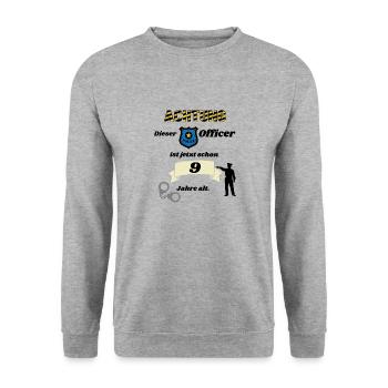 Polizei - 9. Geburtstag, für coole Polizisten - Unisex Pullover - Weißgrau meliert - Vorne - Alina (178cm) & Michal (187cm)