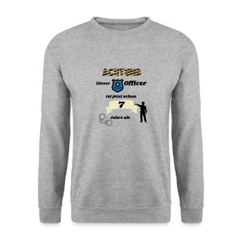 Polizei - 7. Geburtstag, für coole Polizisten - Unisex Pullover - Weißgrau meliert - Vorne - Alina (178cm) & Michal (187cm)