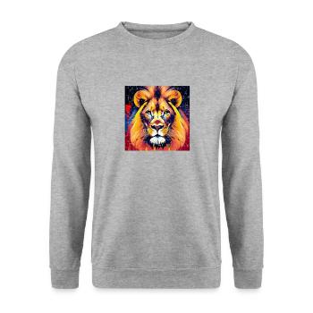 Majestic lion in oil painting style - Unisex Sweatshirt - salt & pepper - Front - Alina (178cm) & Michal (187cm)