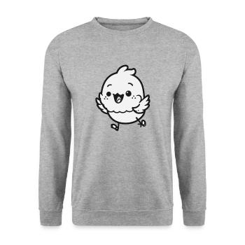 Kawaii Cute Happy Chicken - Sweat-shirt Unisexe - gris chiné - Devant - Alina (178cm) & Michal (187cm)