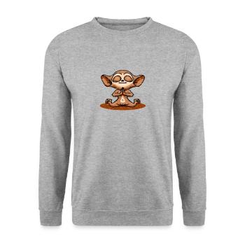 tarsier mignon kawaii tarsier laid faisant du yoga - Sweat-shirt Unisexe - gris chiné - Devant - Alina (178cm) & Michal (187cm)